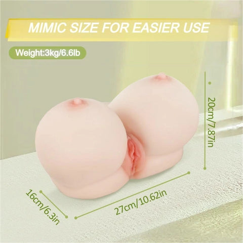 B221 2 in 1 Men Top Realistic 3D Fleshy Breast & Vagina Masturbators