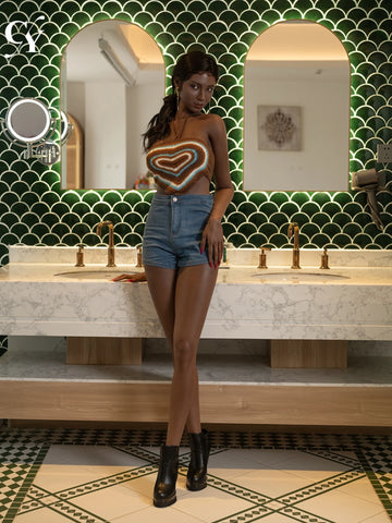 F5827—170cm/5ft5-36kg C Cup Zaria Black Female Silicone Sex Doll  | TOP-CYDOLL