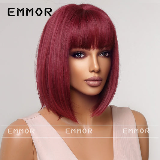 KW004 – Doll Wig Dark Red Short Straight Bob