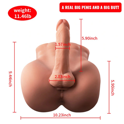 T704(11.46lb)  Lifelike Big Penis Male Sex Doll Torso Adult Toys With 5.9″ Dildo for Female Masturbation