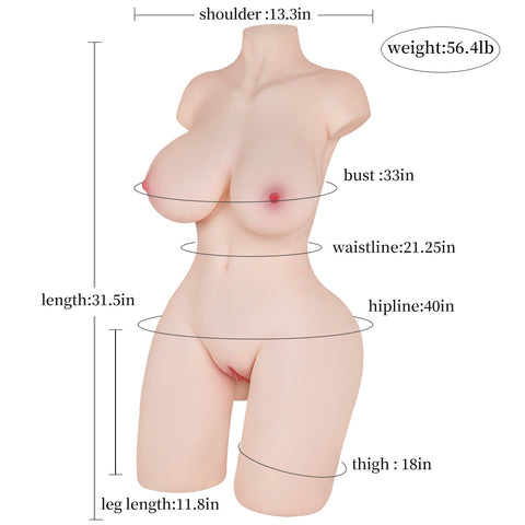 T29（56.4lb/31.5inch)half body sex doll with super soft butt