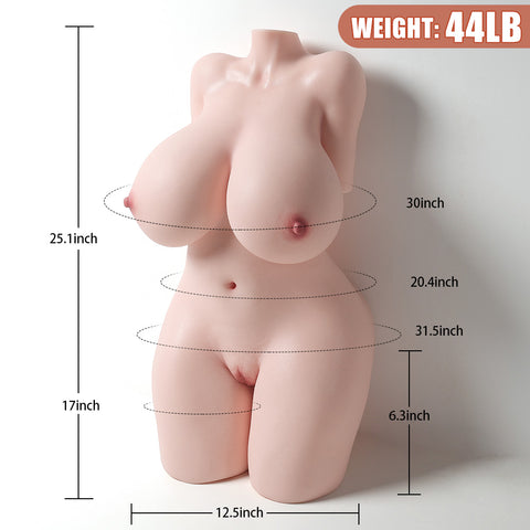 T717-(44lb/25.2in)Gel Boobs and Ass Papaya Breast Silicone Sex Doll Torso