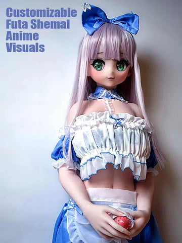 F5573-150cm/5ft-27.5kg Petite Anime Futa Shemale Silicone Sex Doll with Customizable Detachable Dildo | Elsa Babe