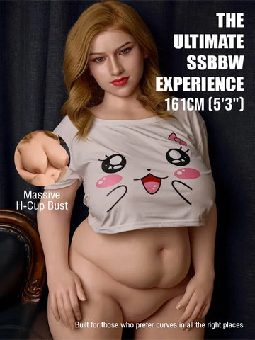 F7690-161cm(5ft3)/41.5kg H Cup Silicone SSBBW Sex Doll with Weight Reduction 4.0 and ROS Head｜Starpery Doll