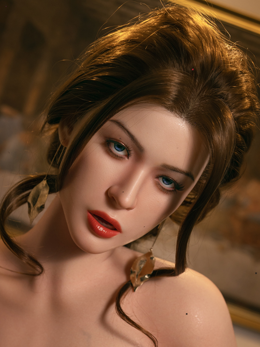 H424 ROS Free Hair Impants  Real Oral Movable Jaw Silicone Sex Doll Head   | SY Doll