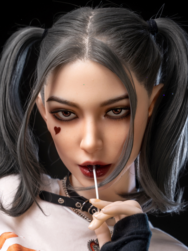 H428 ROS Free Hair Impants  Real Oral Movable Jaw Silicone Sex Doll Head   | SY Doll