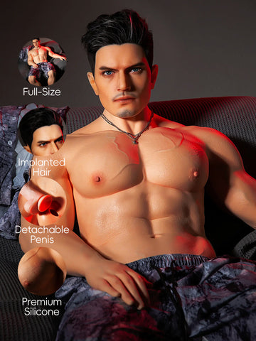 F5998-175cm/5ft9-49kg Full Size ROS Head Silicone Male Sex Doll For Women With Hair Transplant | Qita doll