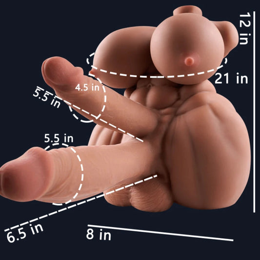 P72-8.82lb 6.5/5.5inch Dildo Diphallia Futanari  Double Penis Futa Hentai shemale Gay Male Sex Doll Torso | MRL