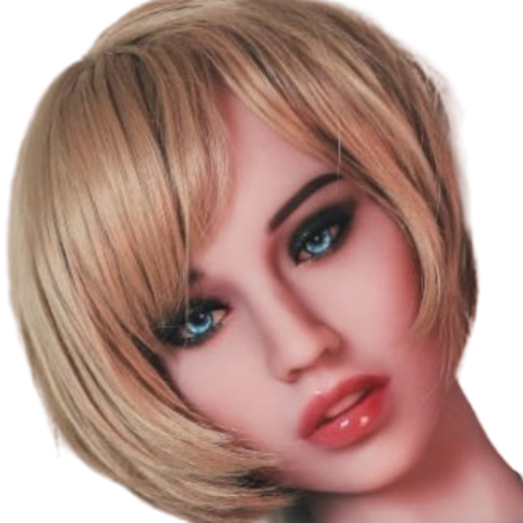 H047  Ravishing Blonde Highlights Sex Doll Head with Round Face