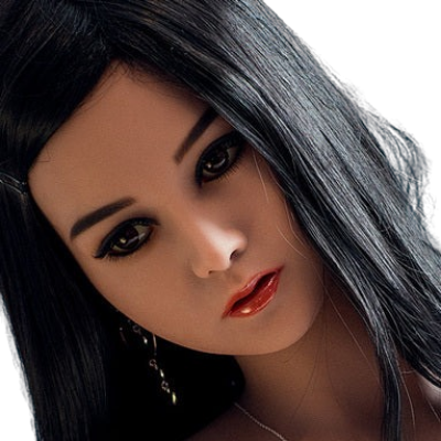 H022 Elegant Gray Hair Sex Doll Head with Small Nose
