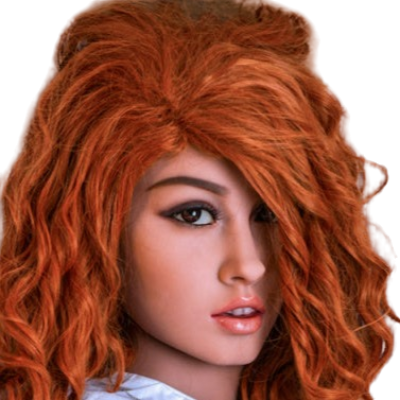 H035 Captivating Sex Doll Head with Auburn Hair