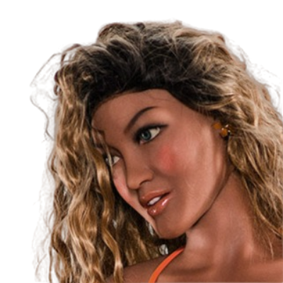 H021  Exquisite Tan Sex Doll Head with Soft Curls