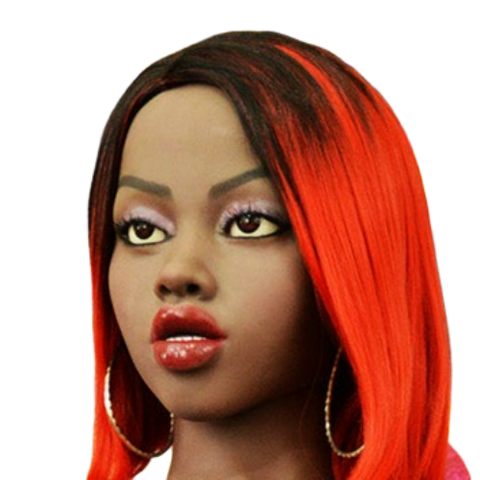 H030 Elegant African Sex Doll Head with High Forehead