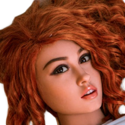 H035 Captivating Sex Doll Head with Auburn Hair