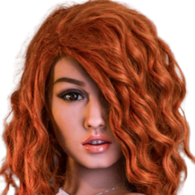 H035 Captivating Sex Doll Head with Auburn Hair