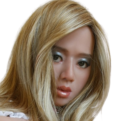 H025  Glamorous Golden Blonde Sex Doll Head with Arched Eyebrows